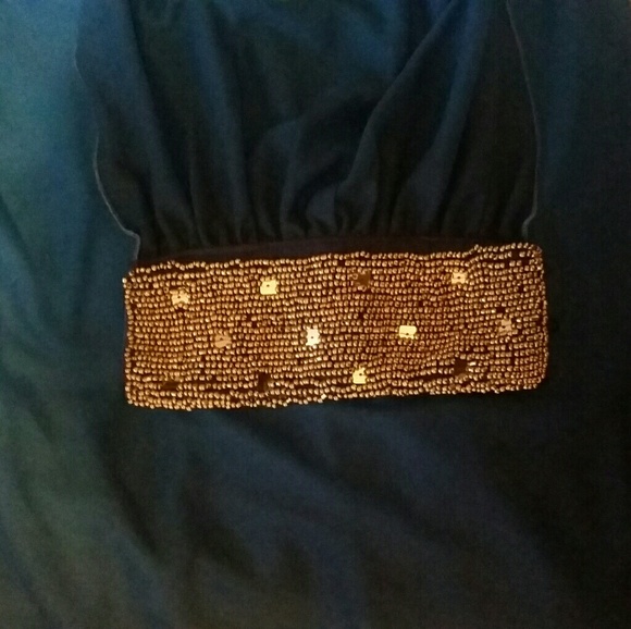 Blue Ombre Mini Dress with Embellished Wrist - Picture 3 of 8